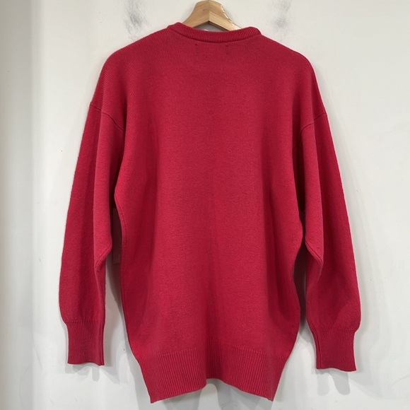 Lyle & Scott Hawick Scotland Lambswool Crewneck Golf Raspberry Red Oversized M - Picture 6 of 11